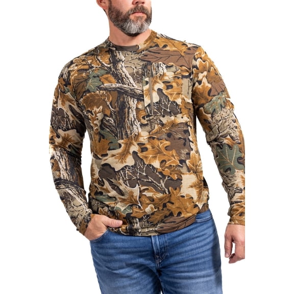 Realtree Men's Camo Bamboo Ulta Soft Long Sleeve Men's Crew Neck Shirt |Size S-5XL