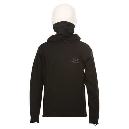 Realtree Black Youth Performance Pullover Hoodie with Neck Gaiter