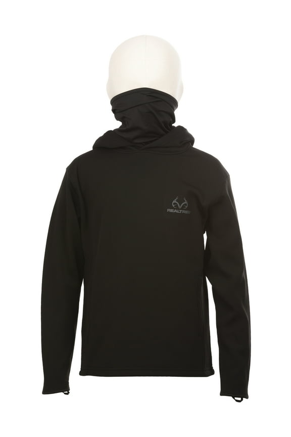 Black Youth Performance Pullover Hoodie with Neck Gaiter