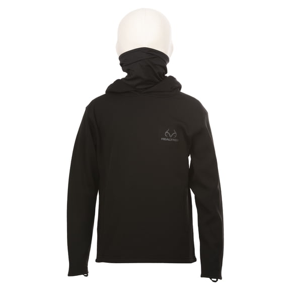 Realtree Black Youth Performance Pullover Hoodie with Neck Gaiter