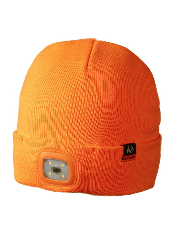 Blaze Orange LED Lighted Hunting Beanie Hat, Unisex
