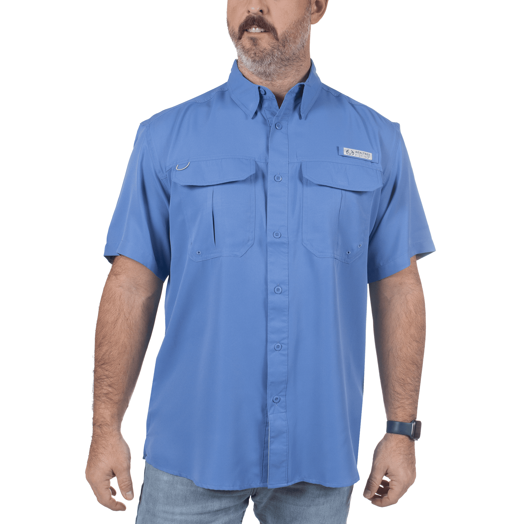 Realtree Blue Yonder Mens Short Sleeve Fishing Guide Shirt- 3XL