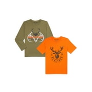 Realtree Boys Short and Long Sleeve Graphic Tee Shirt 2-Pack, Sizes 8-18