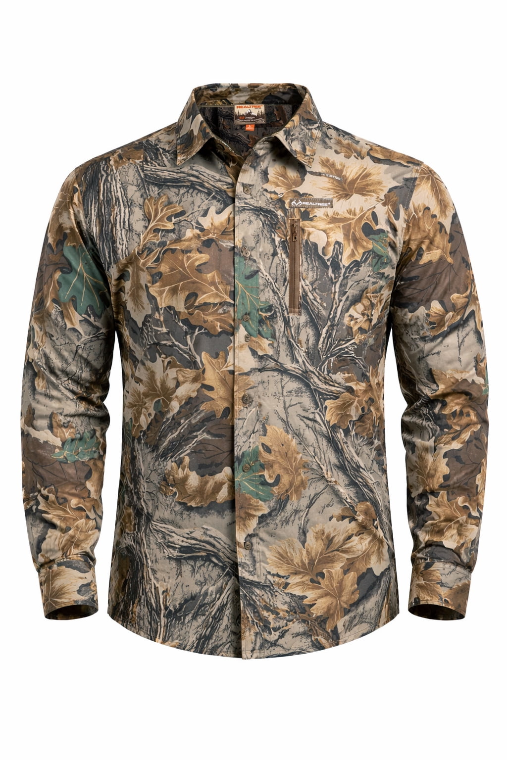 Realtree Men's Long Sleeve Button-Down Hunting Shirt, AC Camo, Lightweight Outdoor Wear, Size XL