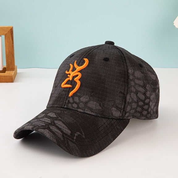 Realtree Camo Hunting Baseball Cap with Deer Logo, Adjustable Outdoor Hat-Black Python