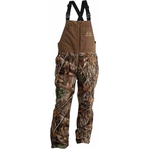 Realtree Men's EDGE Camo Hunting Insulated Water-Resistant Mid-weight Bibs Size XL