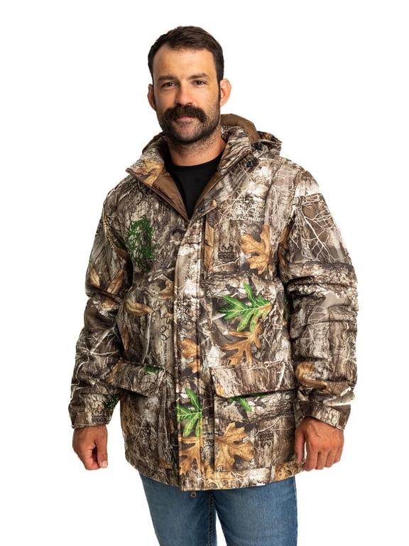 Men’s EDGE Camo Hunting Parka Jacket- Insulated, with Scent Control, M