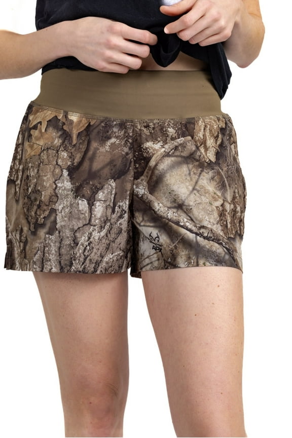 Camo Women's High-Waisted Shorts with 2 Pockets, Lightweight for Running, Hiking, Camping & Fishing, Size XS - 2XL