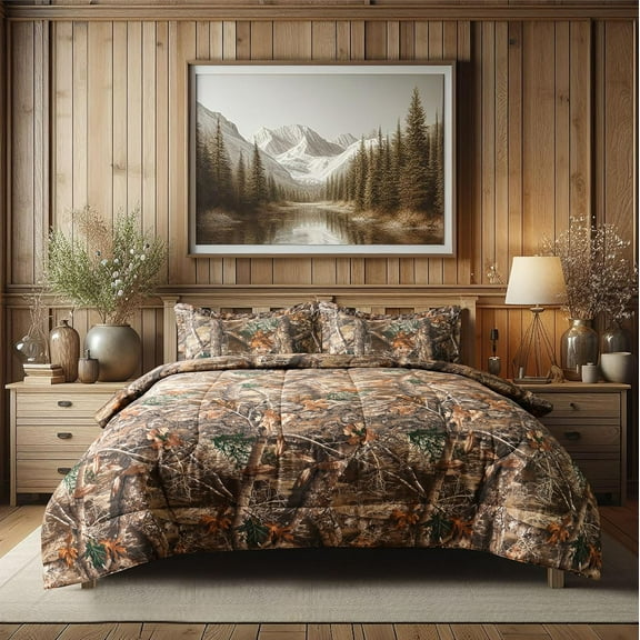 VISI-ONE Realtree Edge Camo Full 3 Piece Comforter Set – Rustic Western Country Style with Farmhouse Vibes, Perfect All Season Bedding for Lodge, Cabin, Outdoor Lovers, Nature Lovers