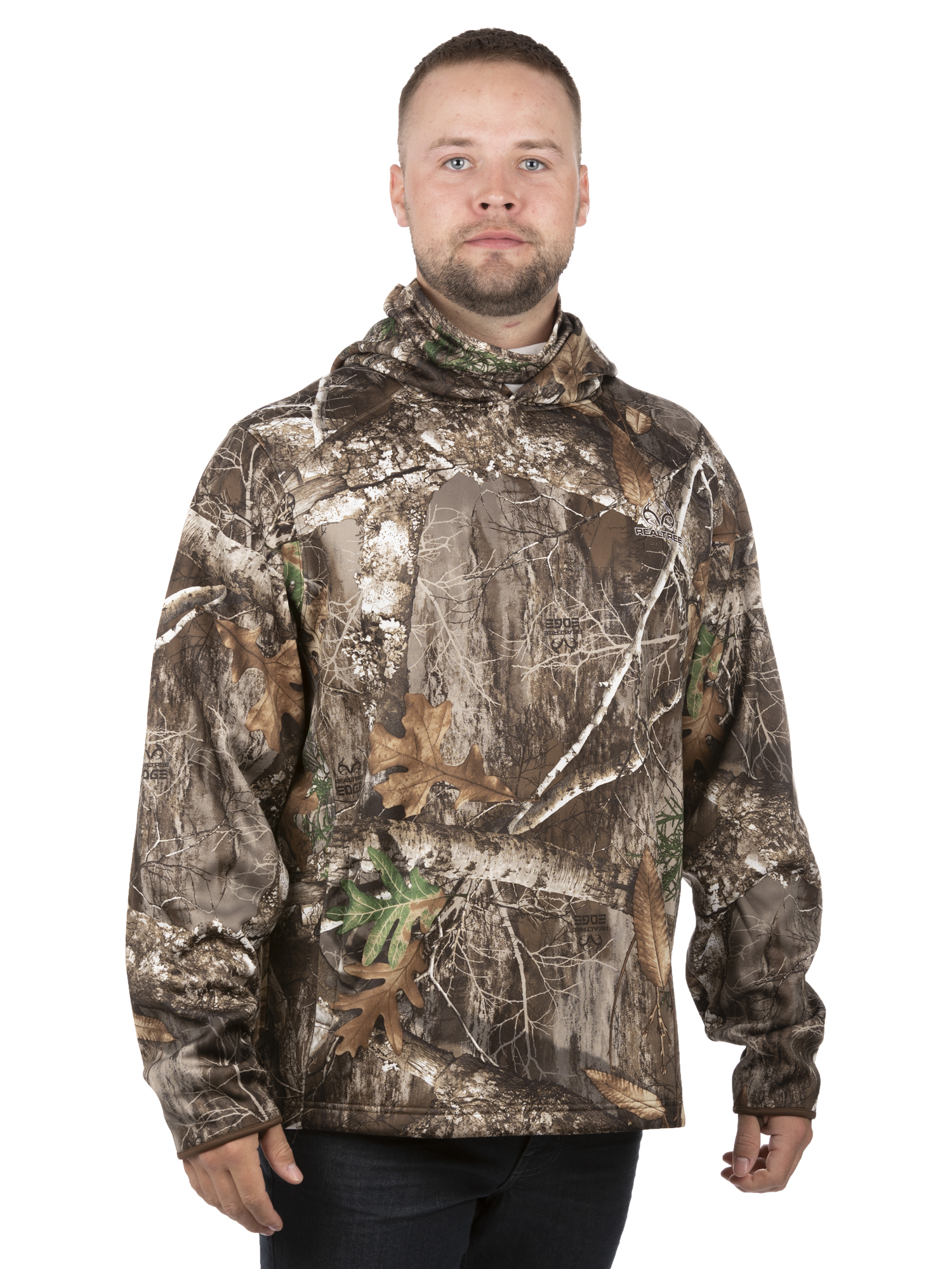 Realtree Edge Men Performance Pullover Hoodie with Neck Gaiter ...