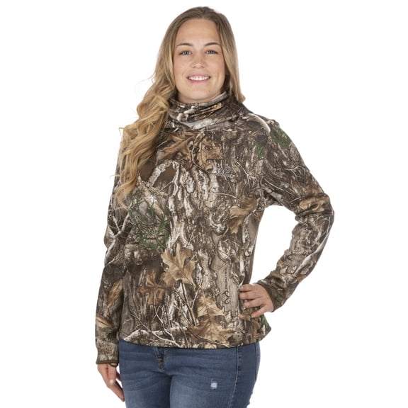 Realtree Edge Women Performance Pullover Hoodie with Neck Gaiter L