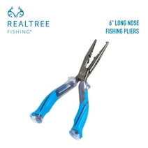 Realtree Fishing 6-inch Long Nose Fishing Pliers, Full-Tang Titanium-Coated Stainless Steel