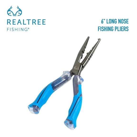 Realtree Fishing 6-inch Long Nose Fishing Pliers Stainless Steel