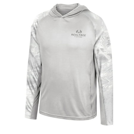 Realtree Fishing Aspect White Camo Men's Logo Performance Hoodie, Size Large