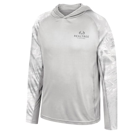 Realtree Fishing Aspect White Camo Men's Logo Performance Hoodie, Size Small