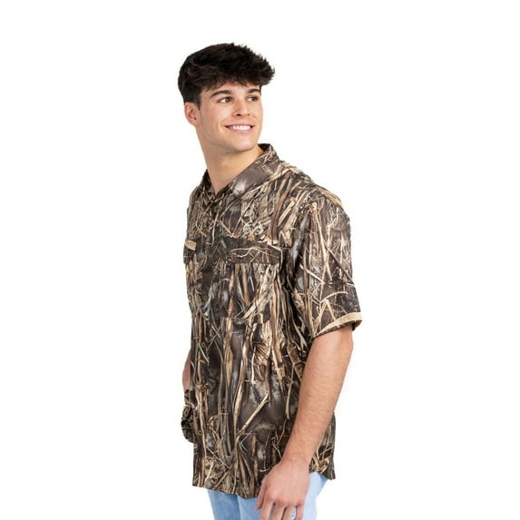 Realtree Fishing Charter Original Men's Short Sleeve Shirt - Lightweight, Breathable, Quick-Dry, UPF Protection | MAX-7