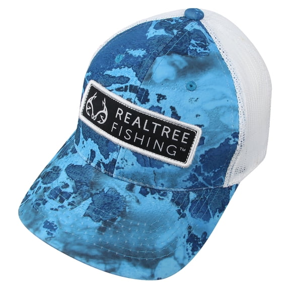 Realtree Fishing Hook Horn Patch Mesh Back Cap- Wave3 Provence Blue/White