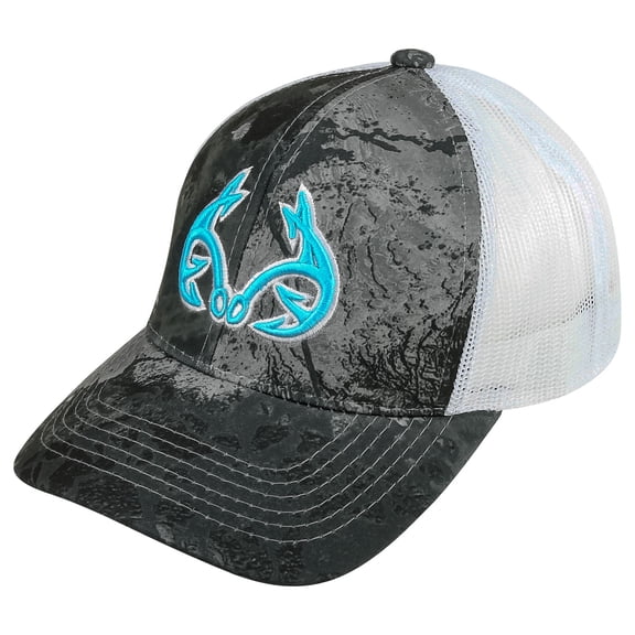 Realtree Fishing LADIES Hook Antlers Meshback Cap- Wave 3 Gray