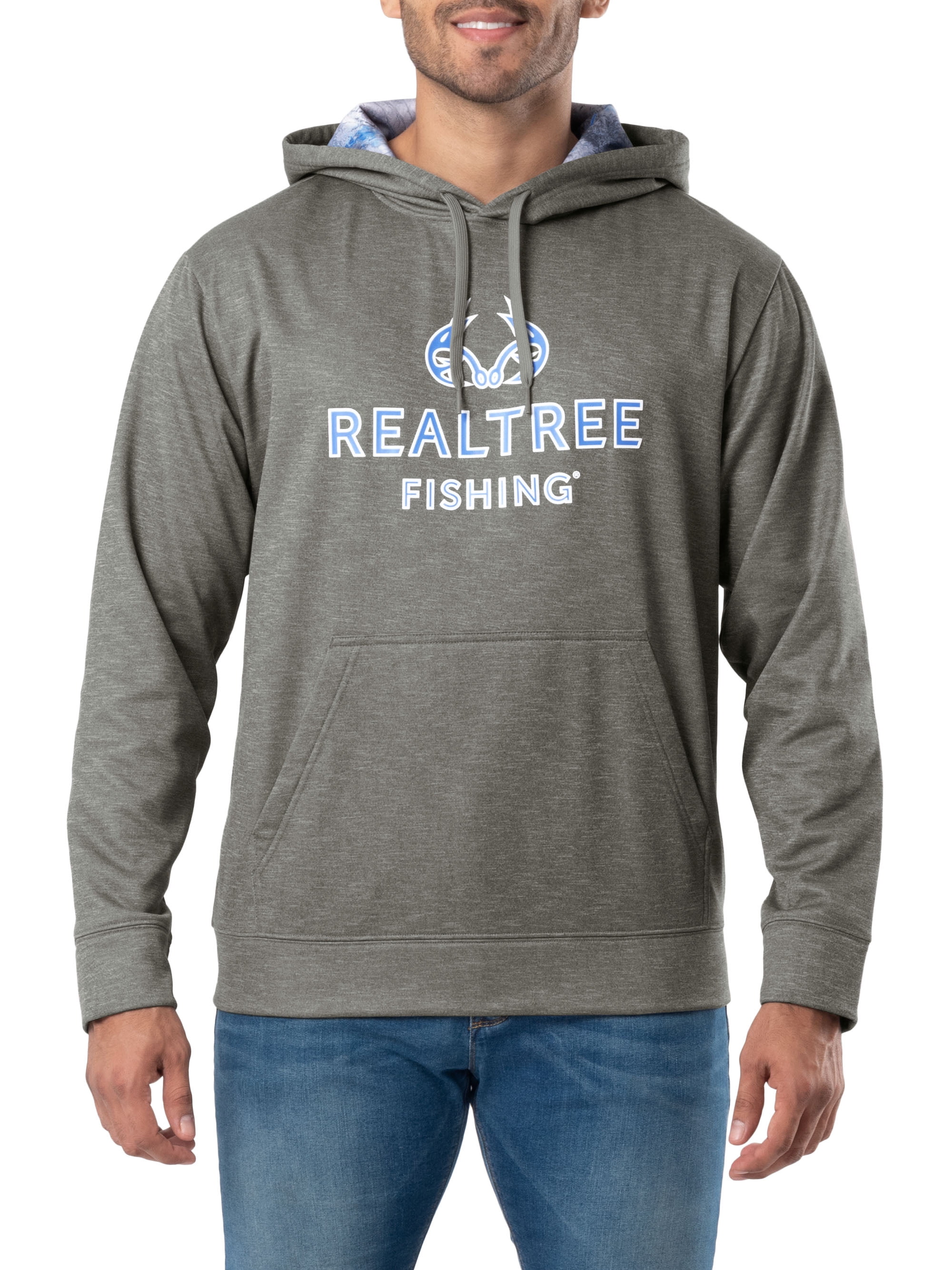 Realtree Fishing Men's Logo Performance Hoodie, Size: 3XL, Gray