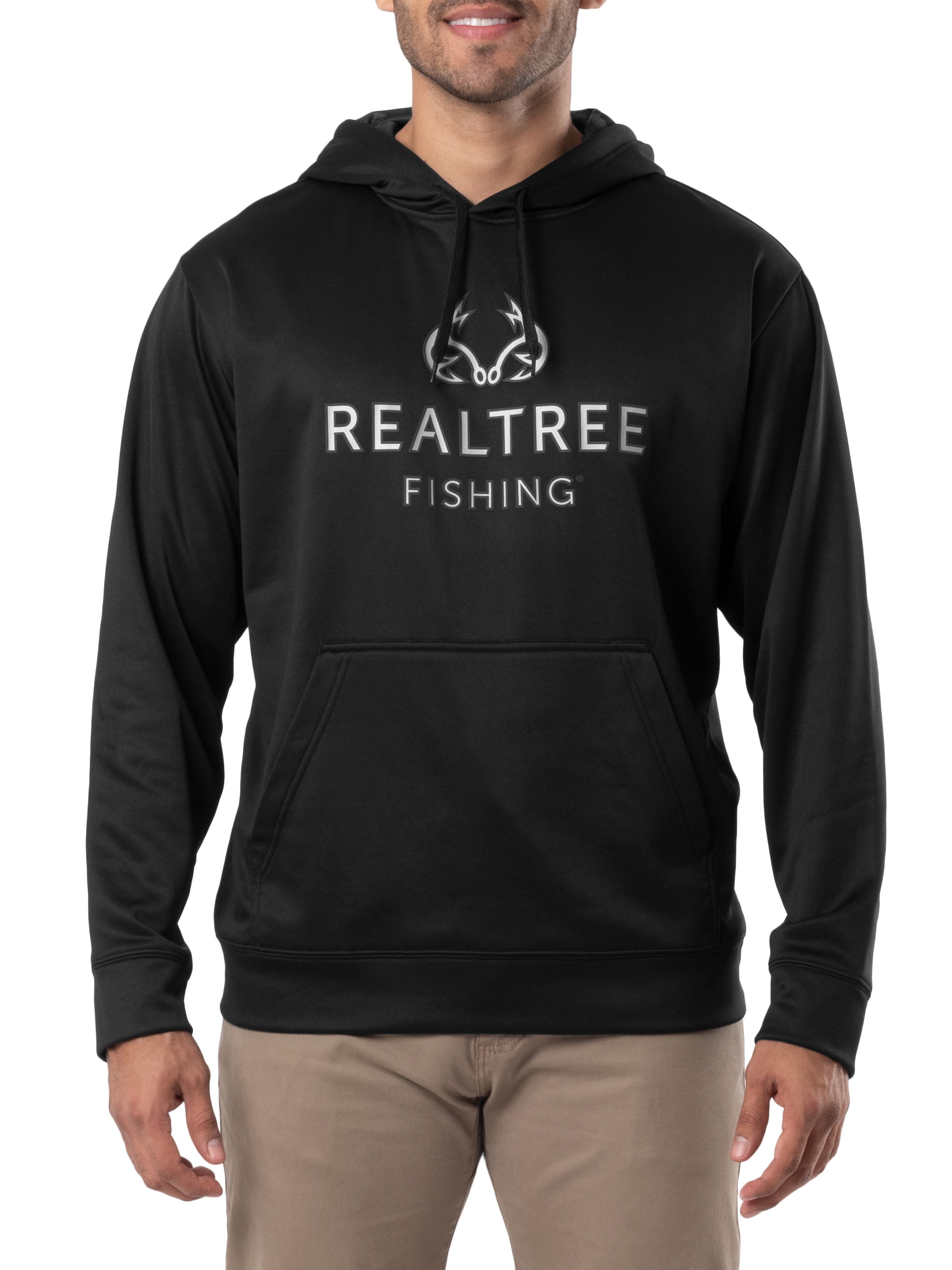 Realtree Fishing Men's Logo Performance Hoodie, Size: 2XL, Black