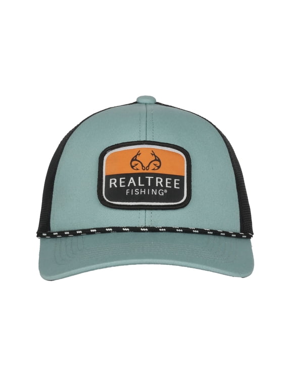 Fishing Cap, Structured Trucker Hat for Men, Mesh Back, Rope Accent, One Size, Adult, Sage/Black