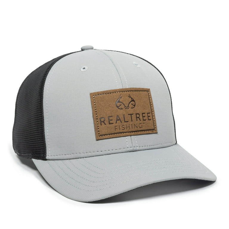Realtree Fishing Structured Baseball Style Hat, Grey/Black, Adult