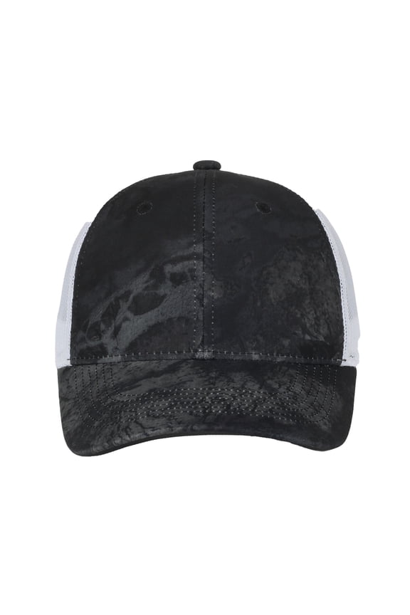 Fishing WAV3 Black 6-Panel Trucker Hat  Mid Profile Snapback, One Size