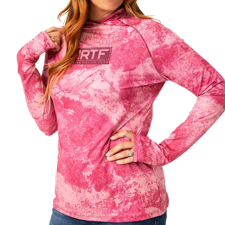 Realtree Fishing Women's XTREME Hot Pink Hooded Shirt UPF 50+