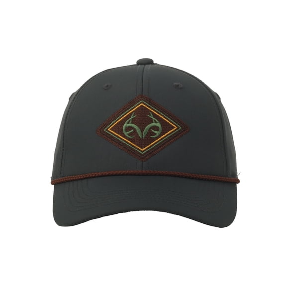 Realtree® Graphite 6-Panel Cap – Structured Full Fabric with Cord, Snapback, One Size