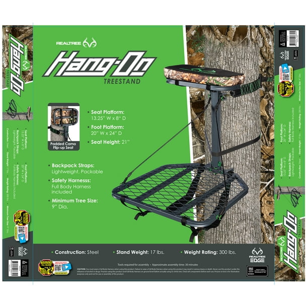 Realtree Hangon Hunting Treestand with Realtree Seat Cushion