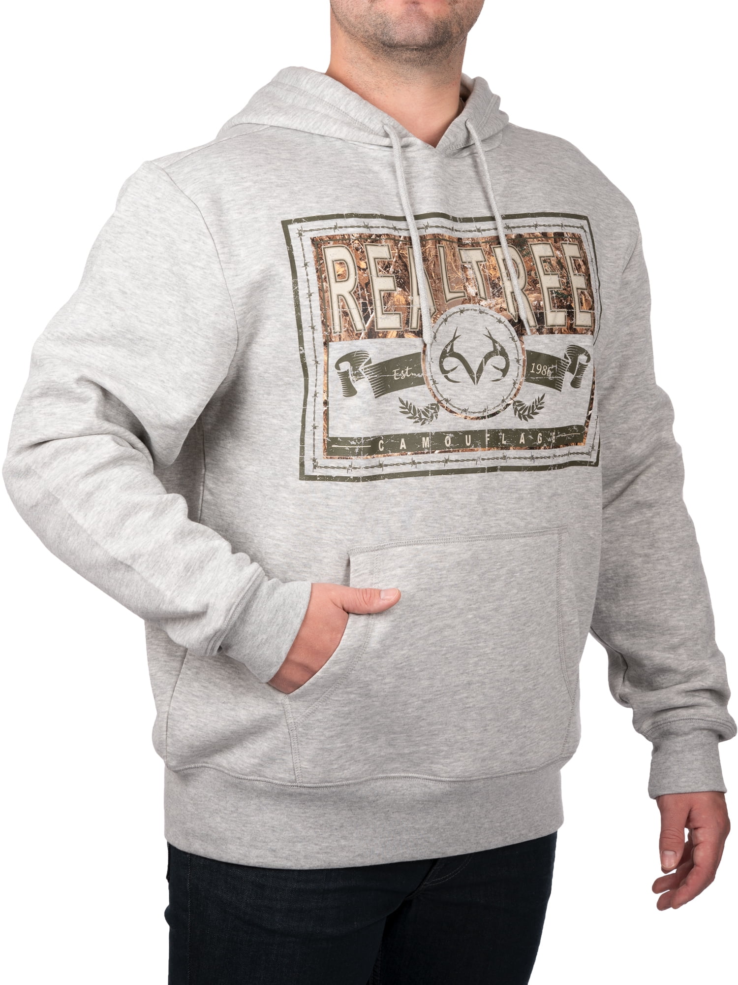 Realtree Heather Grey Warning V3 Men Graphic Hoodie