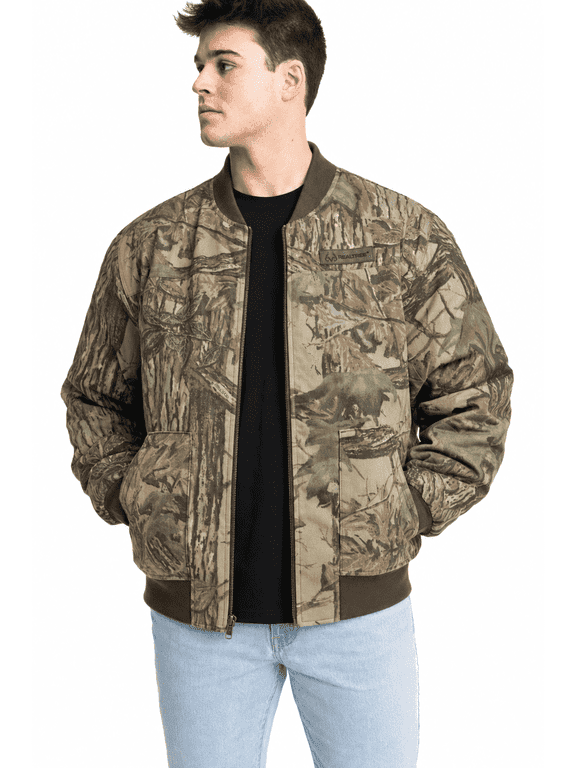 Heritage Hunting Camo Bomber Jacket with Quilted Lining, XL