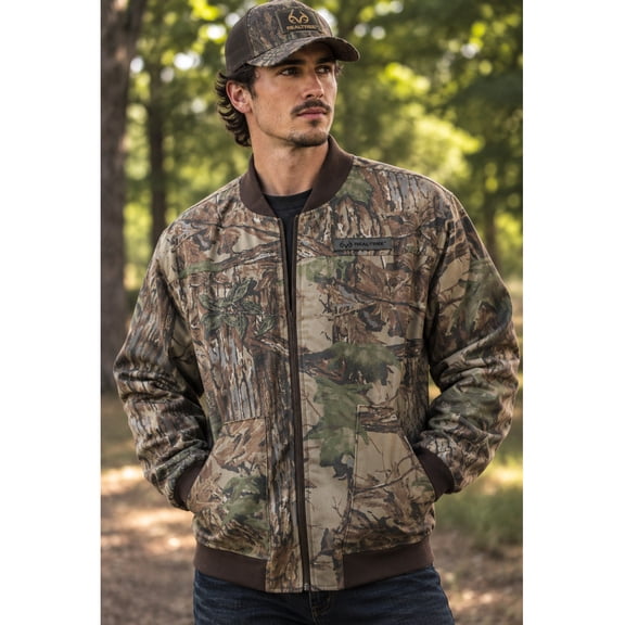 Realtree Heritage Hunting Bomber Jacket Camo Quilted Lining 2XL