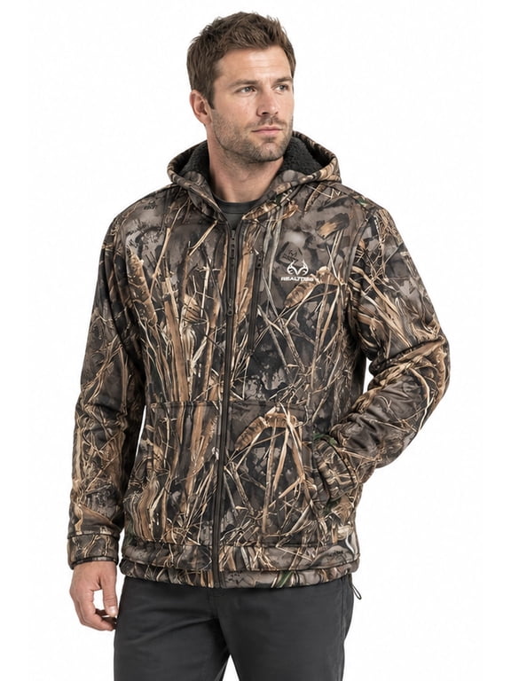 Hunting Hoodie Jacket for Men and Women - Max-7 Camo High Pile Pullover for Outerwear | Size 4X