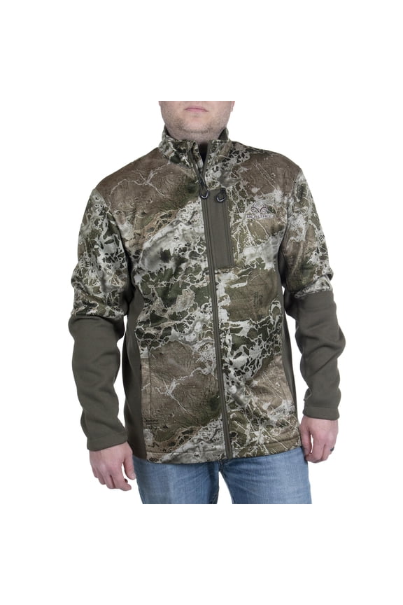 Hybrid Techshell Performance Hunting Jacket for Men, Realtree Wav3X, Size Extra Large