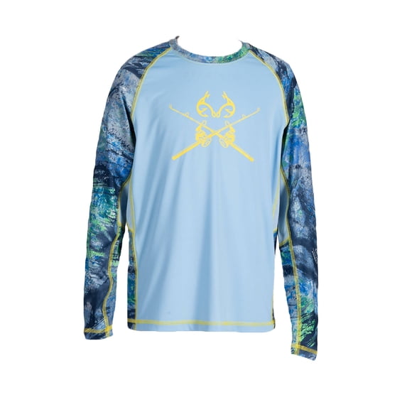 Realtree Kid's Long Sleeve Fishing Tee, Youth Performance Shirt in RT Aspect Windsurf, Sizes XS-XL