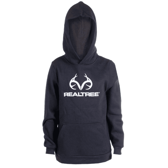 Realtree Kids Unisex Youth Pullover Hoodie, Cotton Blend - Extra Large, Black