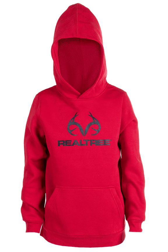 Kids Unisex Youth Pullover Hoodie, Cotton Blend - Large, Red