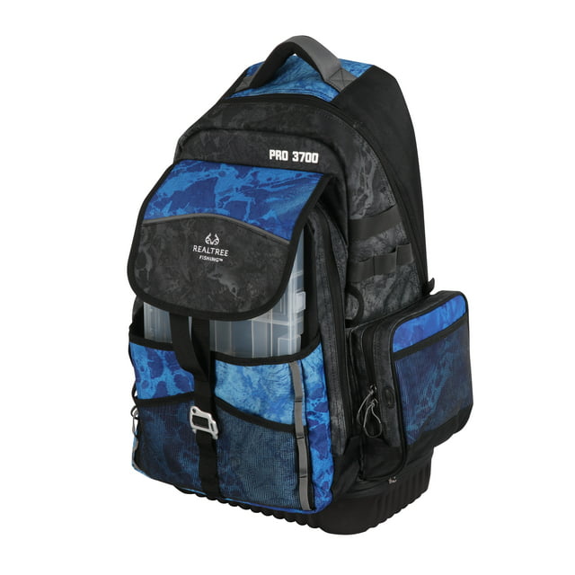 Realtree Large Pro Fishing Tackle Box Storage Backpack, Blue, Adult Unisex, Polyester