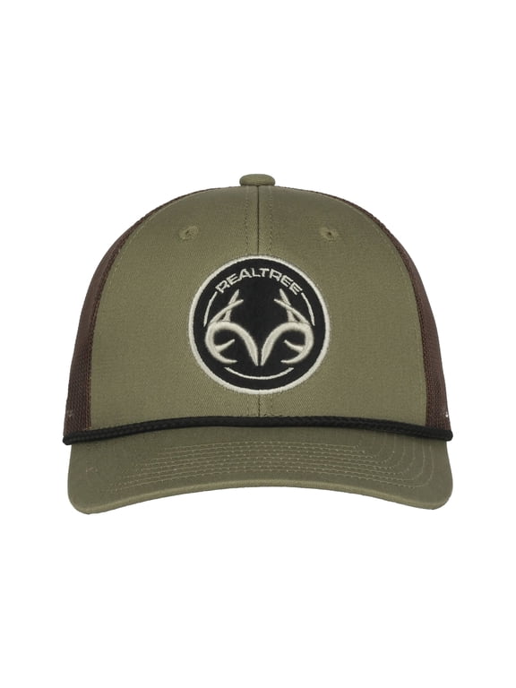 Modern Trucker Cap, Structured, Mesh Back Hunting Hat for Men, One Size, Adult, Olive Green/Brown