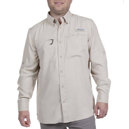 Realtree Long Sleeve Fishing Guide Shirt, Sahara, Size Medium