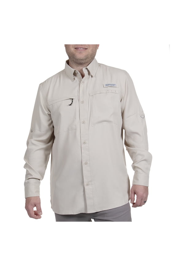 Long Sleeve Fishing Guide Shirt, Sahara, Size Medium