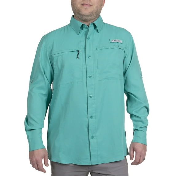 Realtree Long Sleeve Fishing Guide Shirt for Men, Lagoon, Size 2X-Large