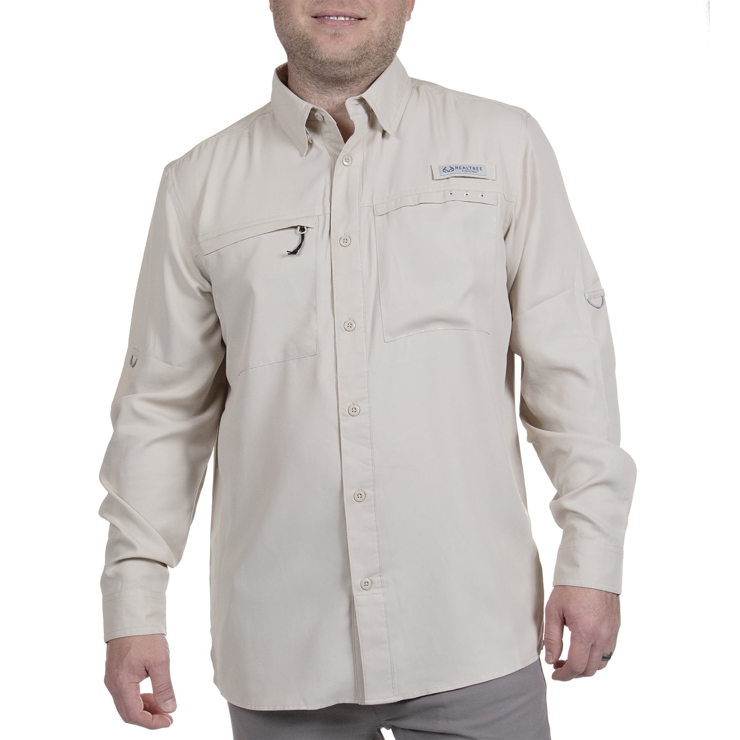Realtree Long Sleeve Fishing Guide Shirt for Men, Sahara, Size Small 