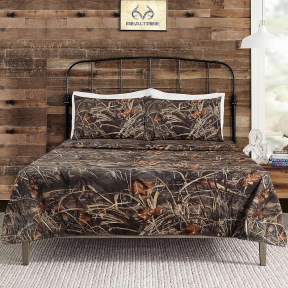 Realtree Max 4 Camo Bedding Twin Sheet Set 3 Piece Polycotton Rustic Farmhouse Bedding for Lodge, Cabin & Hunting Bed Set – Perfect for Camouflage Themed Bedroom - (39"x75")