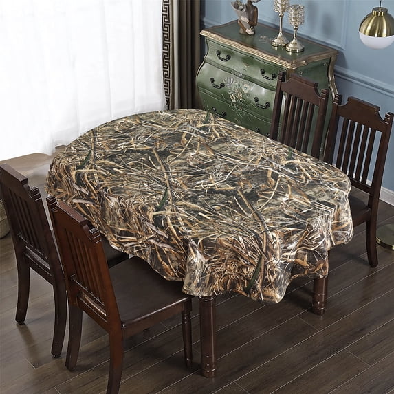 Realtree Max 5 Camo Table Cloth Oval - 60"x84" Polycotton Fabric - Elevate Your Kitchen or Farmhouse with Rustic Hunting Camouflage Dining Table Cover
