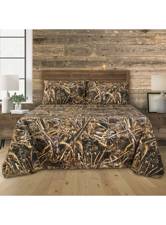 Realtree Max-5 Camouflage Bed Sheets 4 Piece Camo Bedding Full - Premium Polycotton Super Soft Hunting Sheet Set Machine Washable Outdoor Bedding Set (Full Size)