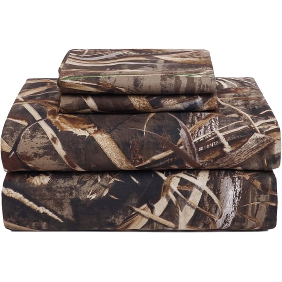 VISI-ONE RealTree Max-5 Queen Camo 4 Piece Sheet Set – Lightweight, Cooling, Wrinkle-Free Microfiber 13" Deep Pocket Sheets, Unisex Rustic Western Farmhouse Style Made to Complement all Living Spaces