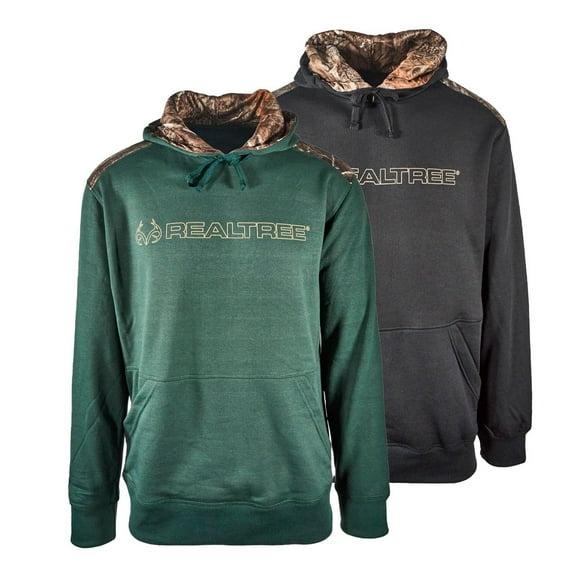 Realtree Men’s Hoodie Edge Camo Lined Hunting Pullover (Forest Green, Black)