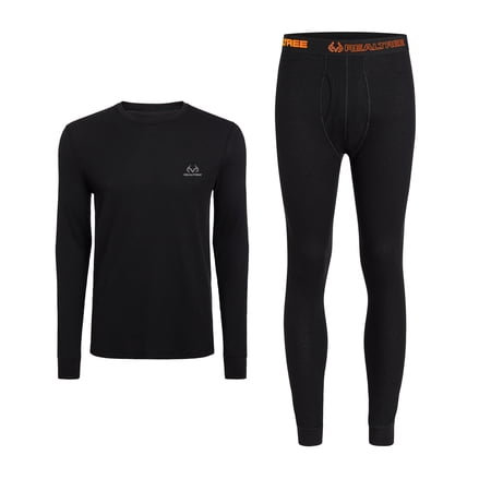 Realtree Grand Canyon Baselayers for Men, Recycled Cotton Blend Thermal Top and Pant Set, 2-Piece